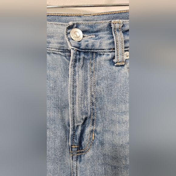 American Eagle Womens Straight Mom Jeans Size 0 Regular Light Destroy Distressed - Picture 5 of 16